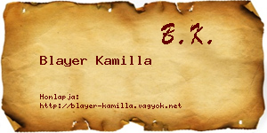 Blayer Kamilla névjegykártya
